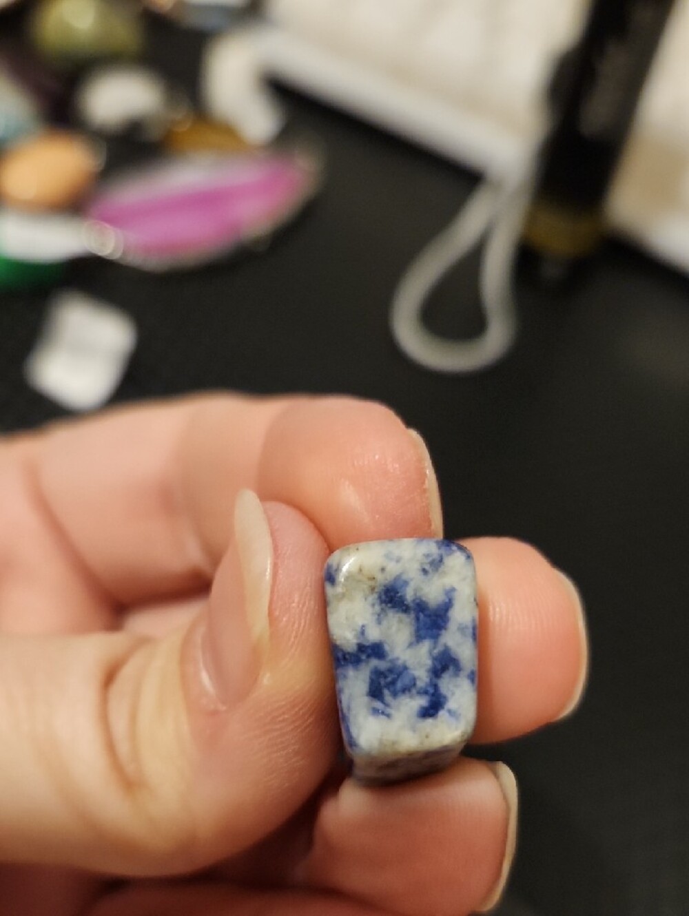 Batch of 4 Stone Pendants! Lapis Lazuli, White Onyx, Green Aventurine, Pink Qtz - Picture 4 of 15